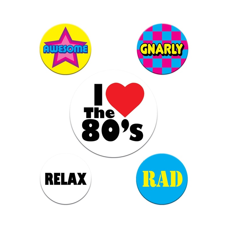 60 Pack Beistle 80's Party Buttons