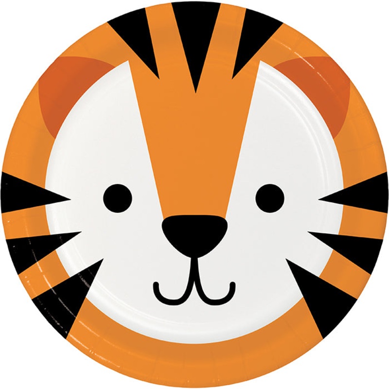 Animal Faces Tiger Paper Dessert Plate (8/Pkg)