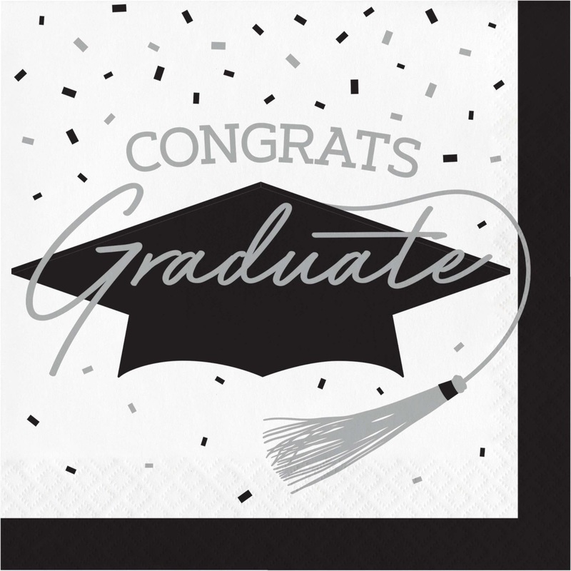 White Graduation Luncheon Napkins (36/Pkg)