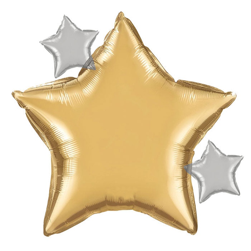 10 pc Bulk Starry Night Star Shaped Metallic Balloons