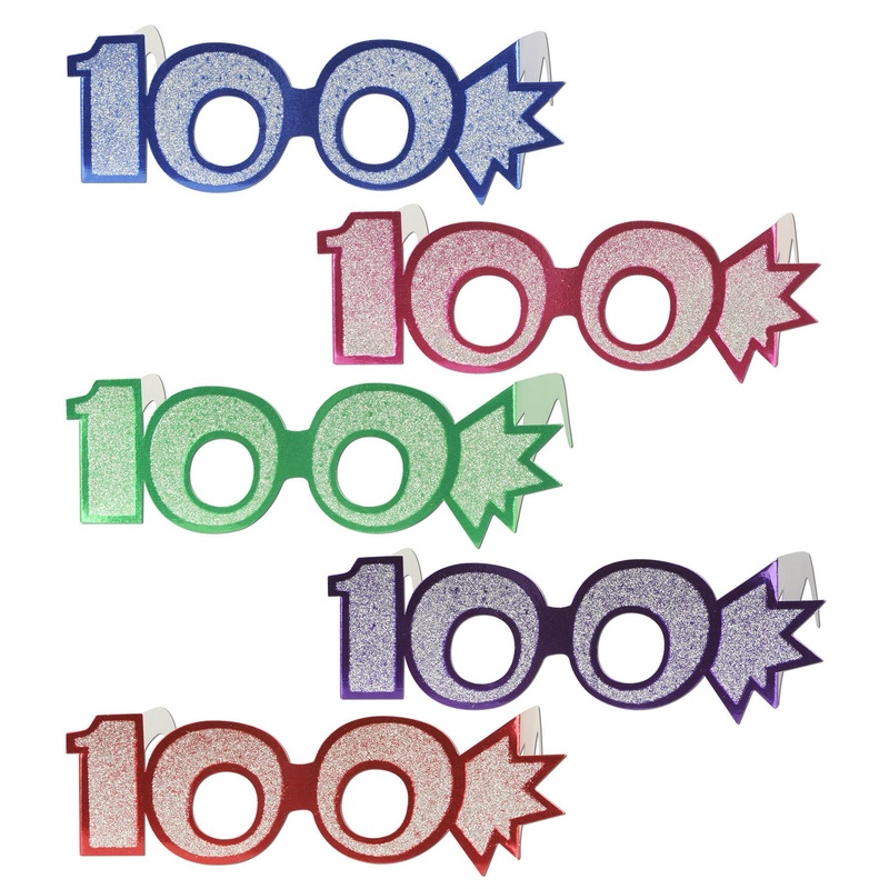 25 Pack Beistle 100th Birthday Party Glittered Foil Eyeglasses