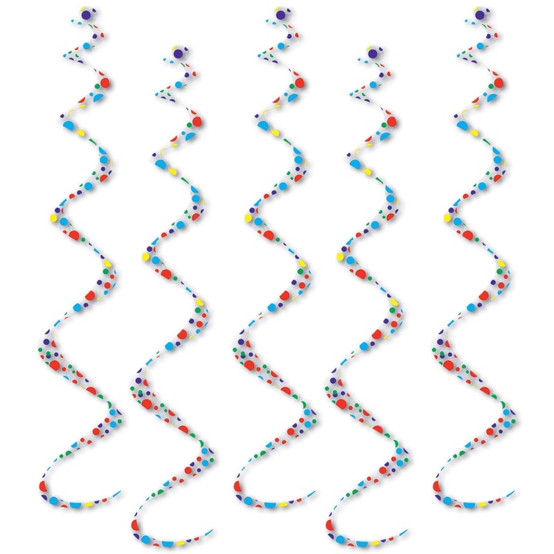 30 Piece Beistle Printed Polka Dots Twirly Whirlys