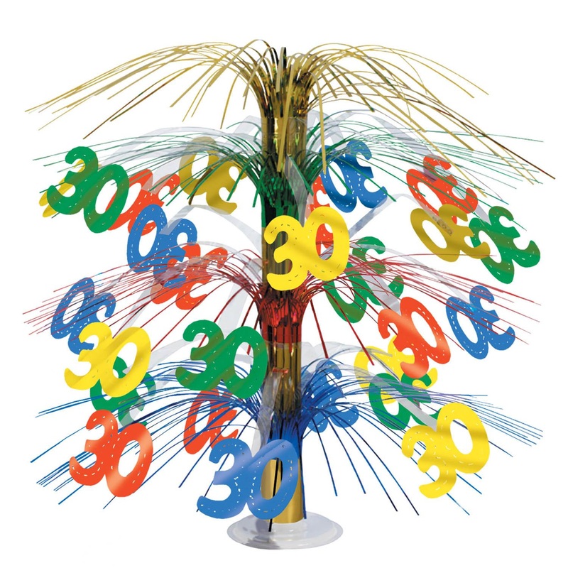 6 Pack Beistle 30th Birthday Party Cascade Centerpiece - multi-color