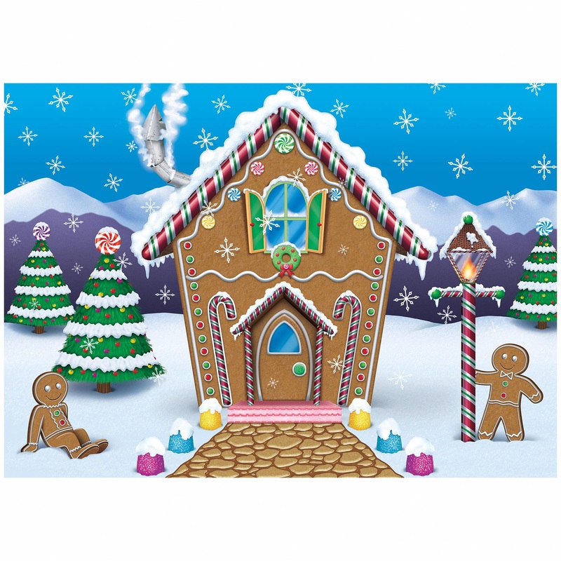 6 Pack Beistle Christmas Gingerbread House Fabric Backdrop