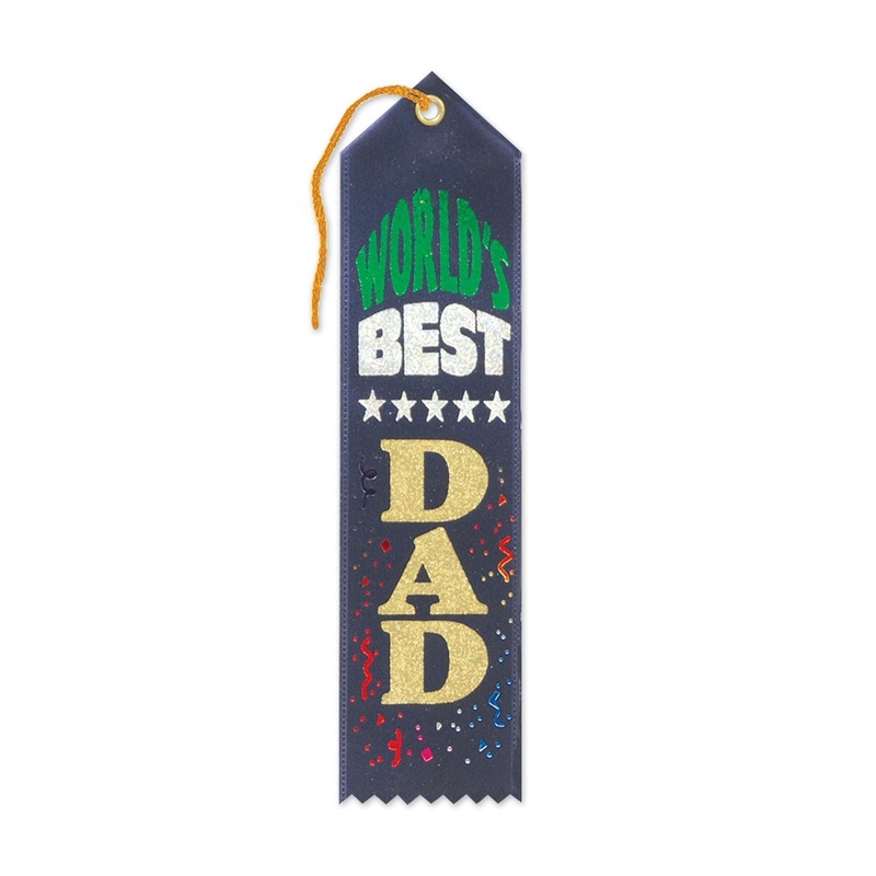 6 Pack Beistle Father's Day World's Best Dad Award Ribbon - navy