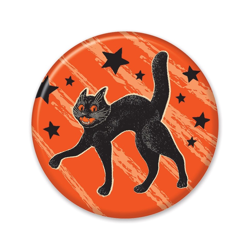 6 Pack Beistle Vintage Halloween Scratch Cat Button