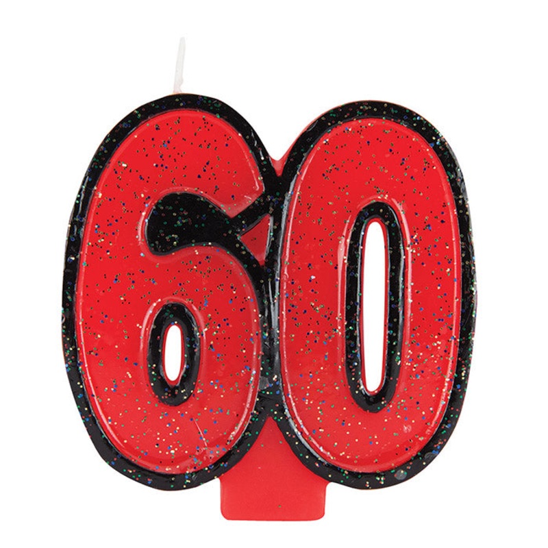 60th Birthday Glitter Candle