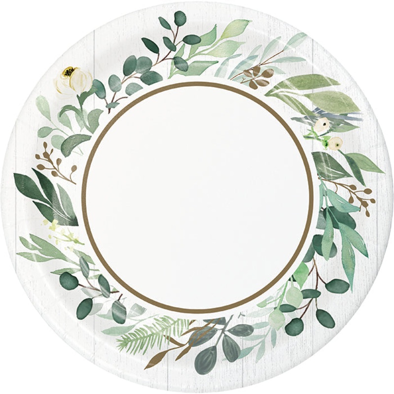 96 pc Bulk Eucalyptus Dessert Plates