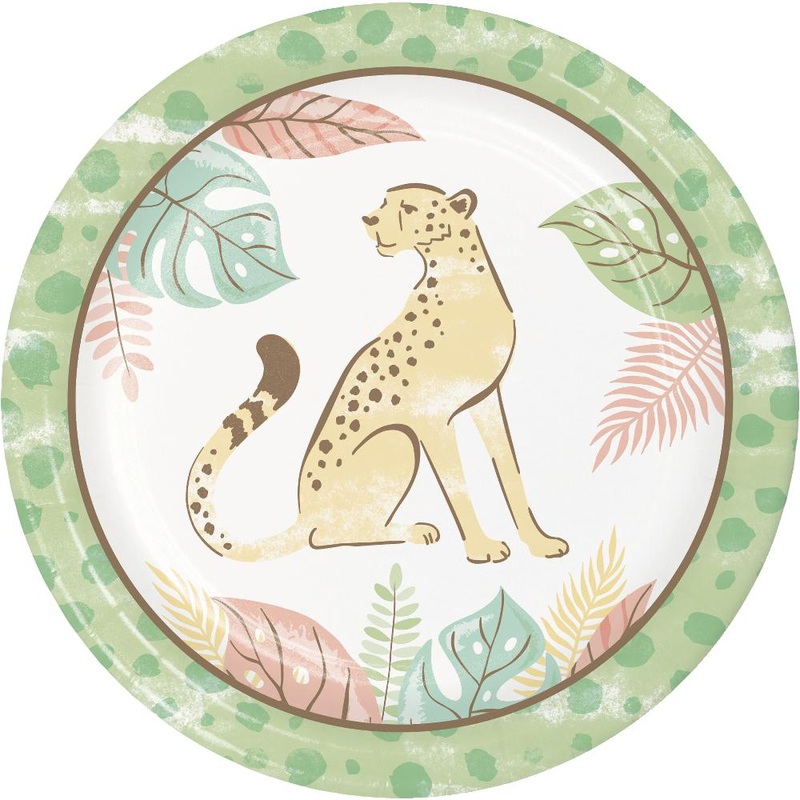 96 pc Bulk Safari Baby Paper Dessert Plate