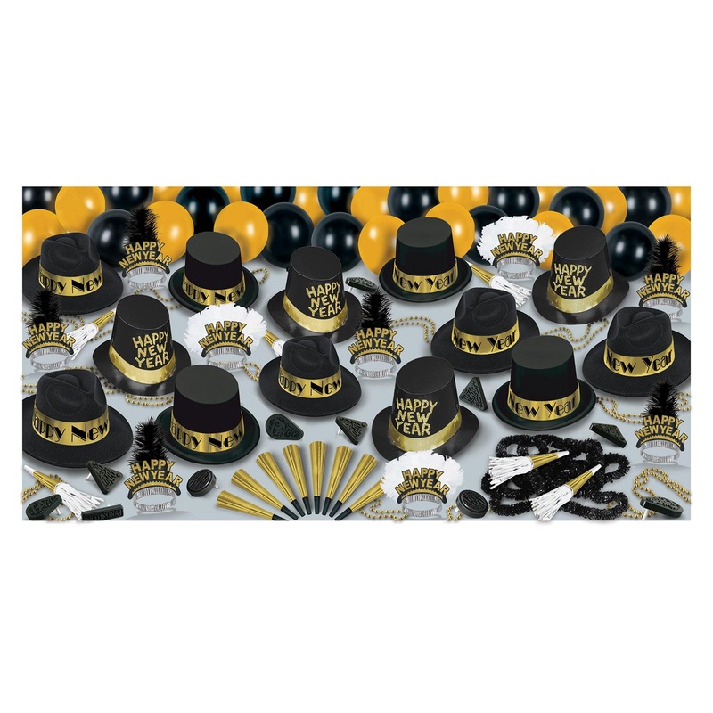 Beistle Grand Deluxe Gold New Year's Eve Party Kit for 50 People