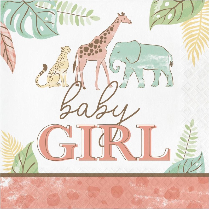 Safari Baby Girl Lunch Napkin (16/Pkg)