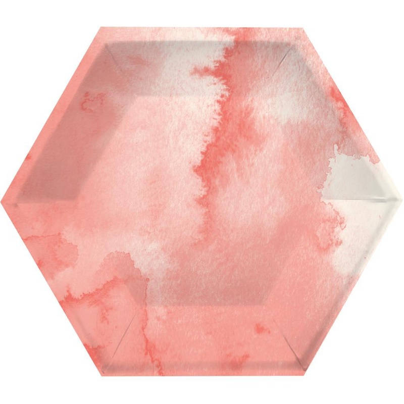 Watercolor Wash Pink Dessert Plate, 8" Pink (8/Pkg)