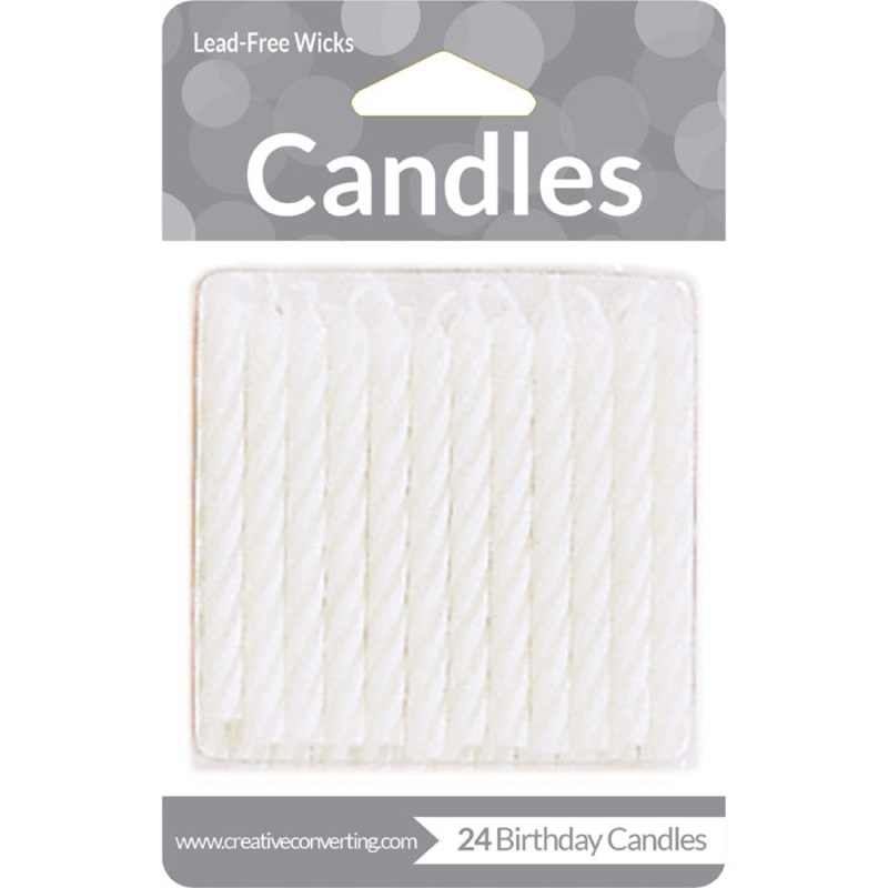 White Striped Candles (24/Pkg)