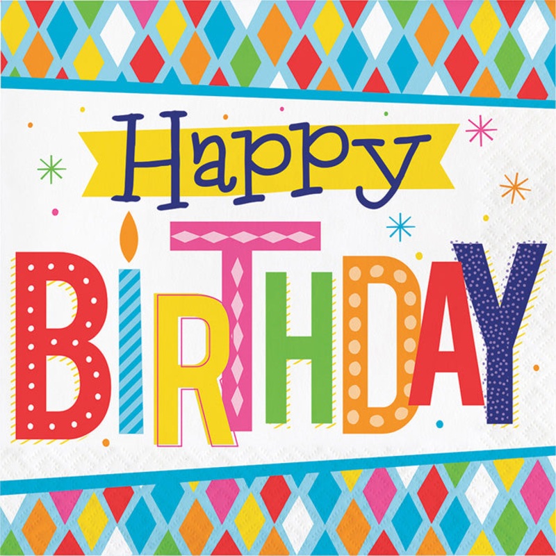 192 pc Bulk Bright Birthday Luncheon Napkins