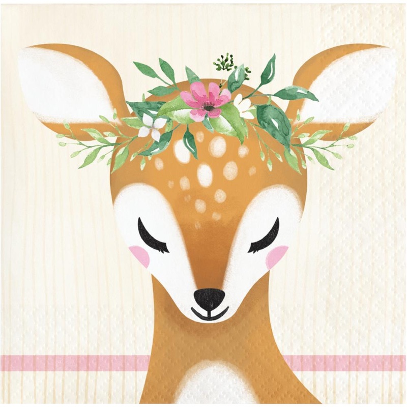 192 pc Bulk Deer Little One Birthday Beverage Napkins
