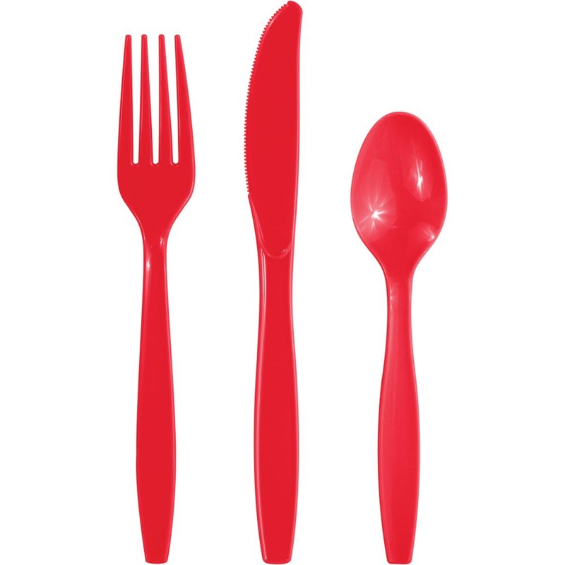 288 pc Bulk Classic Red Assorted Cutlery