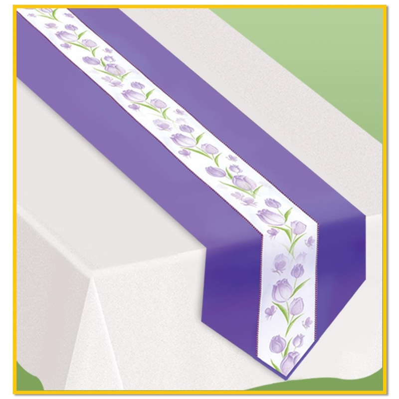 6 Pack Beistle Spring Tulips Fabric Party Table Runner