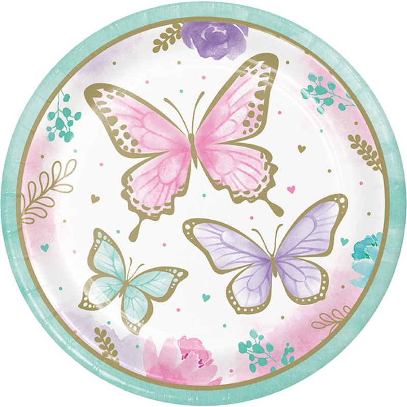 96 pc Bulk Butterfly Shimmer Dinner Plates