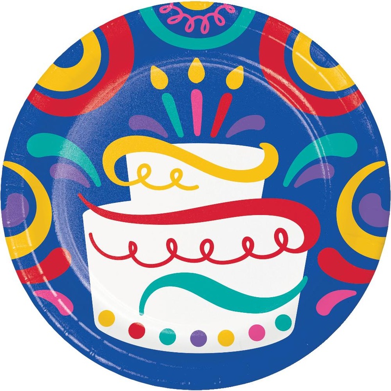 Birthday Swirls Luncheon Plate (8/Pkg)