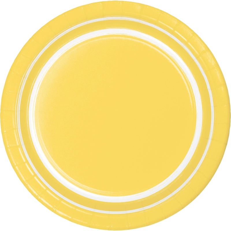 Soft Yellow Sturdy Style 7" Paper Dessert Plate (10/Pkg)