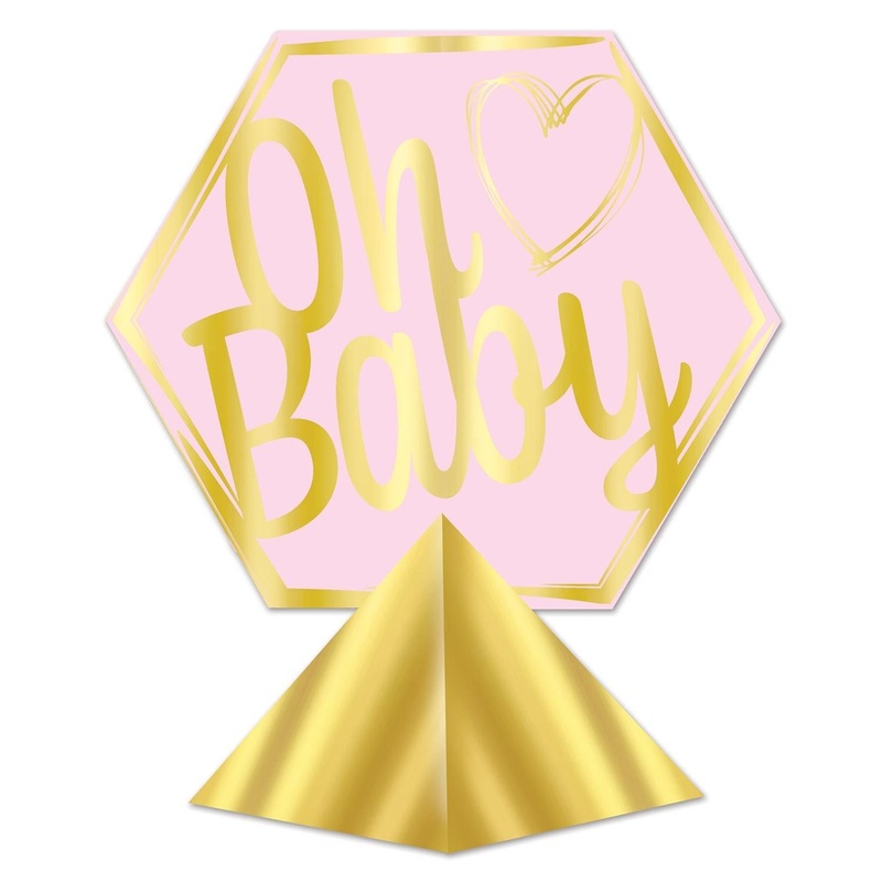 12 Pack Beistle 3-D Foil Oh Baby Centerpiece - Girl