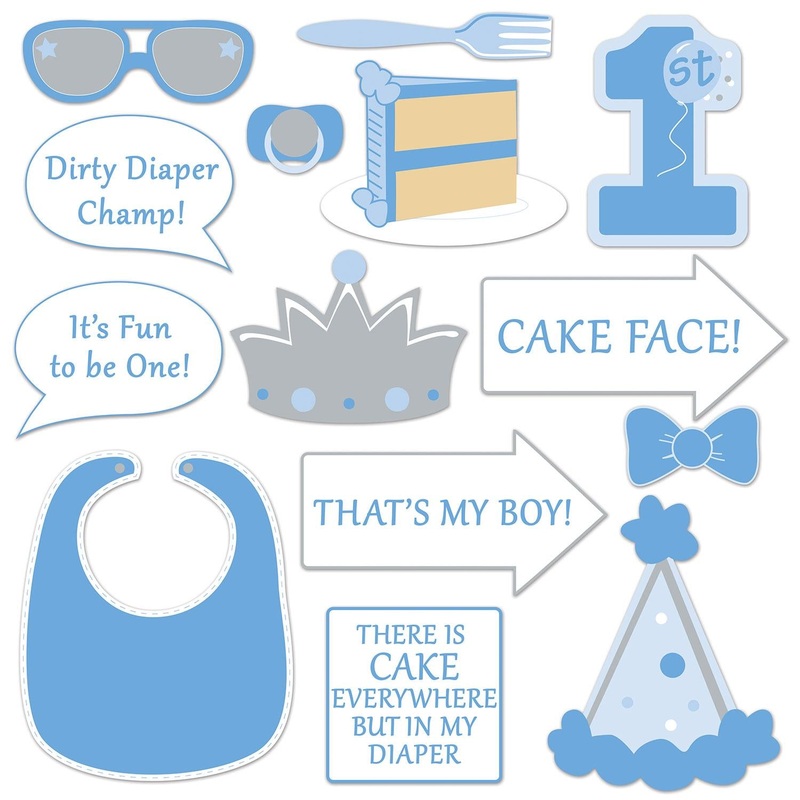 168 Piece Beistle 1st Birthday Party Photo Fun Signs- Blue
