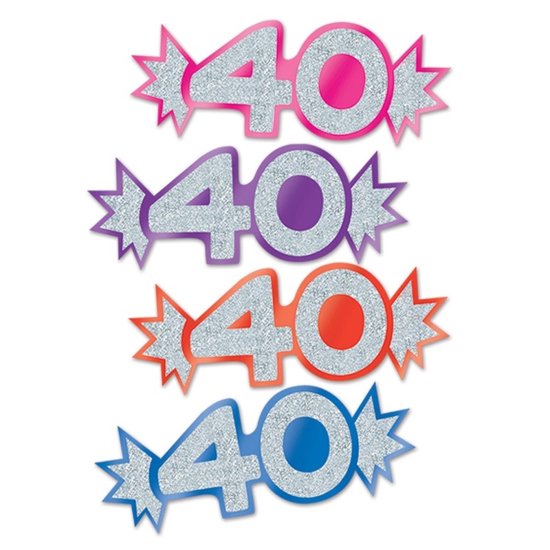 192 Pack Beistle 40th Birthday Party Mini Glittered Foil Cutouts