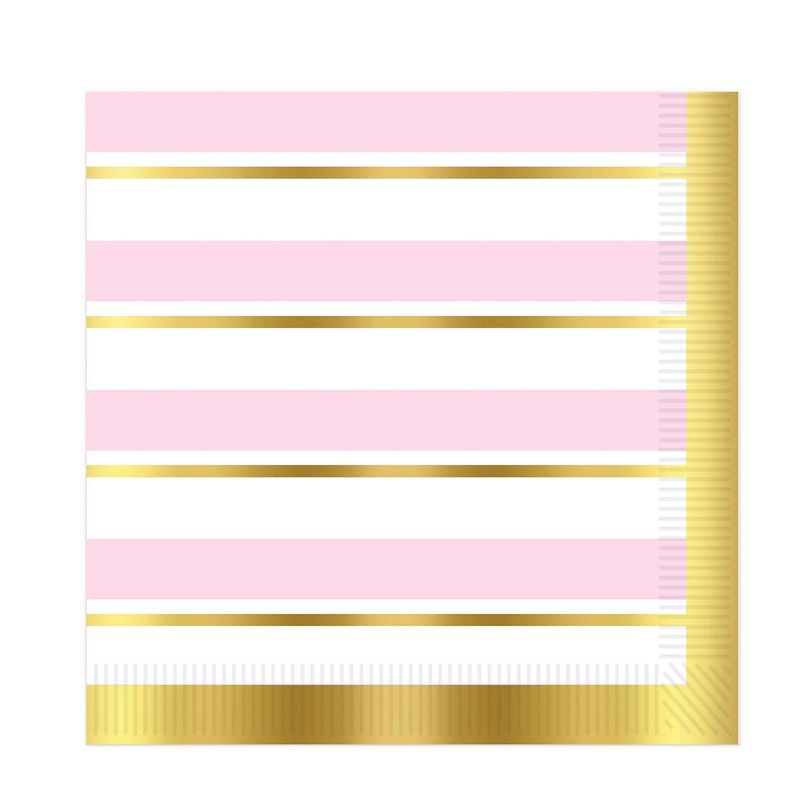 192 Pack Beistle Striped Luncheon Napkins - Girl