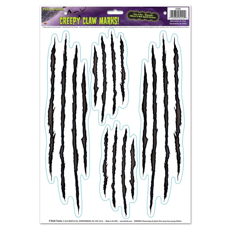 48 Piece Beistle Halloween Creepy Claw Marks! Peel 'N Place Clings