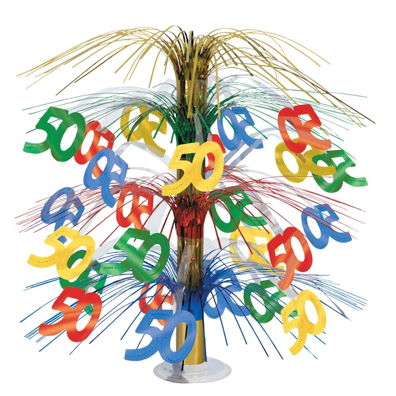 6 Pack Beistle 50th Birthday Party Cascade Centerpiece - multi-color