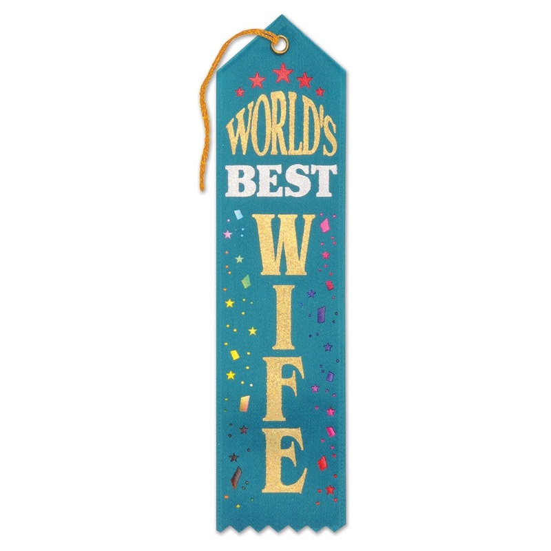 6 Pack Beistle World's Best Wife Award Ribbon
