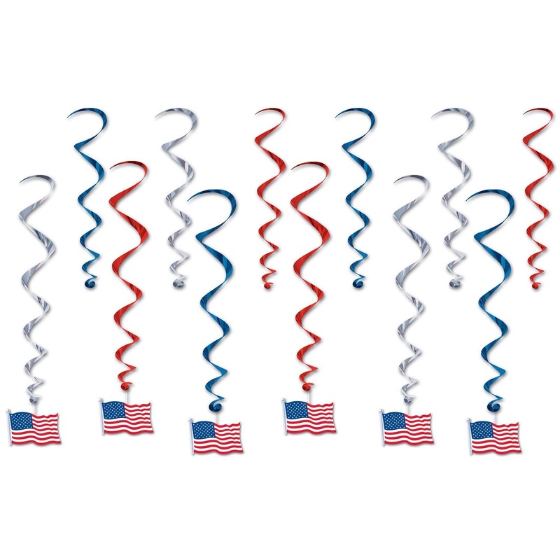 72 Pack Beistle American Flag Party Whirls