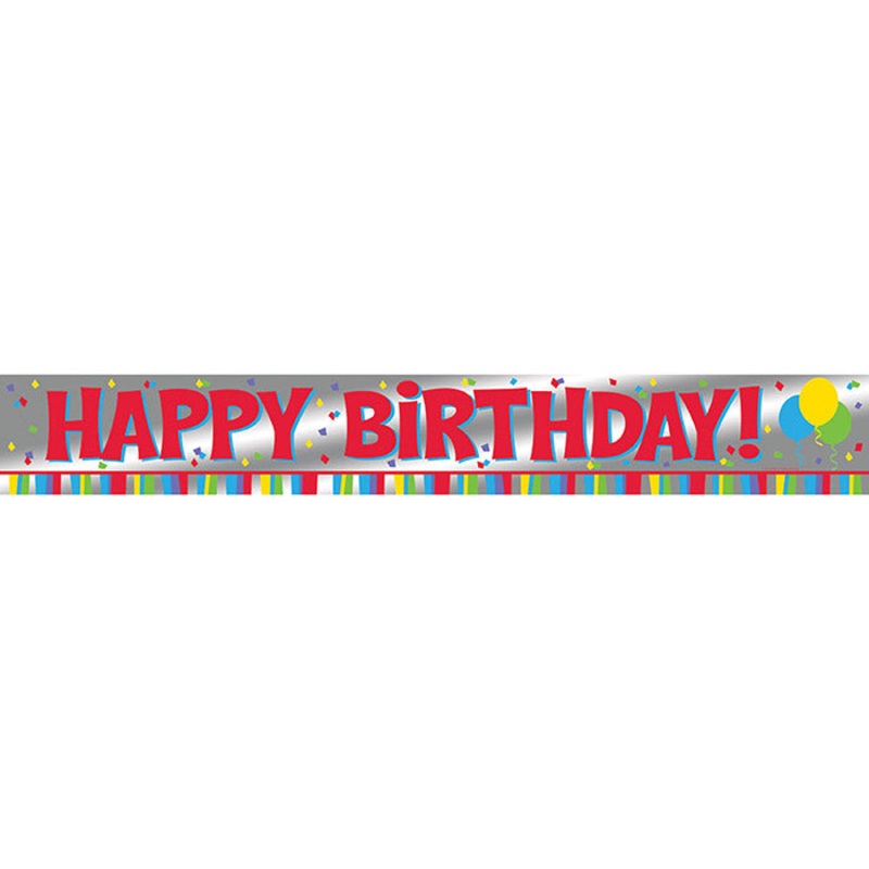 Banner Foil 6' Happy Birthday (8/Pkg)