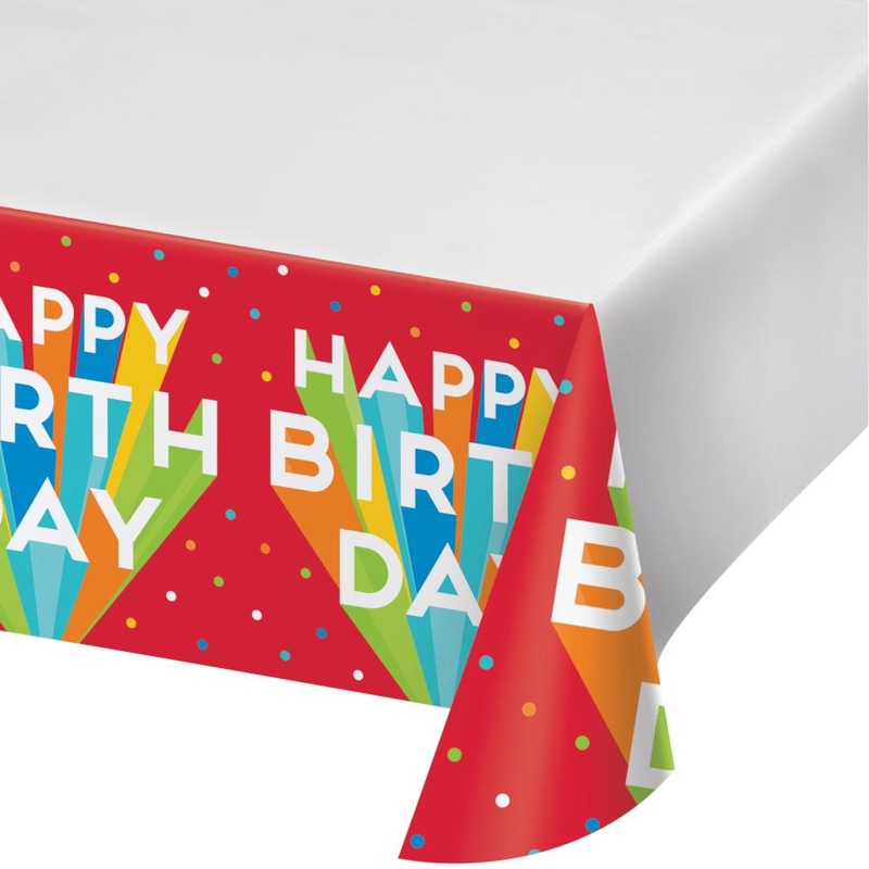 Big Birthday Bash Plastic Tablecover 48" X 88"