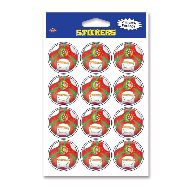 12 Pack Beistle Soccer Party Stickers - Portugal 2 Sheets/Pack