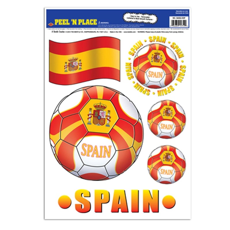 72 Piece Beistle Soccer Party Peel 'N Place Clings - Spain