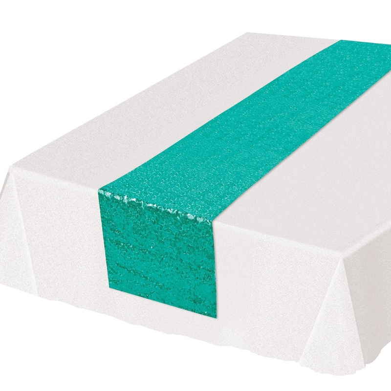 Bulk 12 Pack Beistle Turquoise Sequined Party Table Runner